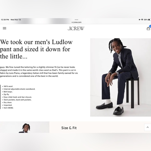 J crew Crewcuts new Ludlow boys slim wool pants size 14 - Picture 2 of 7